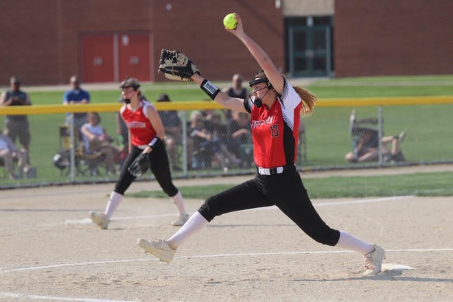 Forreston's Kara Erdmann will post a pitch during the Cardinals' strong run through the regular season. Forreston opens this week's postseason game as the No. 2 pick.