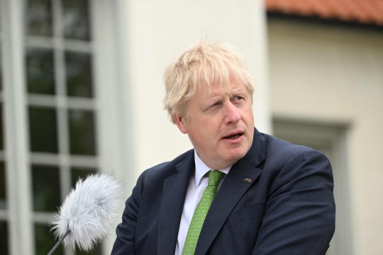 British Prime Minister Boris Johnson addresses a news conference with the Swedish Prime Minister after talks at the Swedish Prime Minister's retreat residence in Harpsund, 120 km west of Stockholm, Sweden, May 11, 2022. - British Prime Minister Johnson and his Swedish counterpart Andersson in May September 2022 announced a mutual defense agreement in case of attack as Sweden considers joining NATO. (Photo by Jonathan NACKSTRAND/AFP) (Photo by JONATHAN NACKSTRAND/AFP via Getty Images)